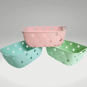 Canastilla Cesta de almacenamiento rectangular sin tapa Caja de almacenamiento de artículos diversos Color Pastel