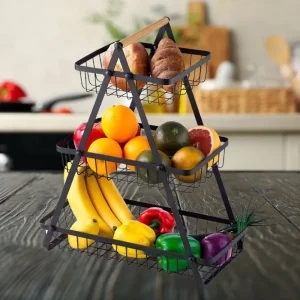 Cesta De Metal Para Encimera De Frutas Y Verduras Estante De Almacenamiento De 3 Capas Para Pan Frutas Y Verduras frutero 3 niveles