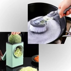 Combo Cepillo Escobilla Lava Platos y Rayador cortador rebanador de verduras multifuncional