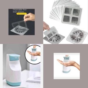 Combo Dispensador de jabón liquido baño manual y Pack de 10 unidades de Malla de drenaje