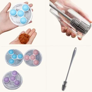 Combo Filtro Quita pelusas para lavadora reutilizable y Cepillos de limpieza de calidad lava botella
