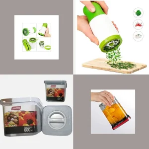 Combo Picador triturador de hierbas y especies Contenedor de alimentos acrílico con tapa de 600ml