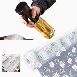 Combo Protector de cajón 45cmx 1.5m papel gabinete de cocina + Botella pulverizadora aceitero en spray