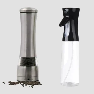 Combo molinillo de sal y pimienta + botella pulverizadora de aceite
