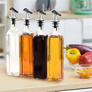 Dispensador de aceite de 500 ml a chorro de vidrio Dispensador botella de aceite de oliva y vinagre