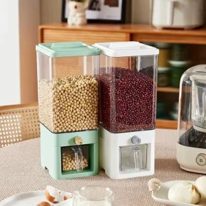 Dispensador de granos con tazón Contenedor de almacenamiento de granos cubo de arroz sellado a presión