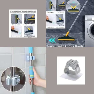 Combo Escobilla de limpieza mágica 2 en 1 giratorio multifuncional y Soporte de pared para escobas