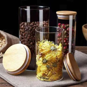 Frasco de borosilicato con tapa de bambú 450ml