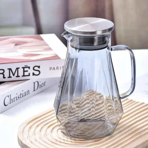 Jarra vidrio borosilicato modelo diamante 1.8 litros resistente a altas temperaturas