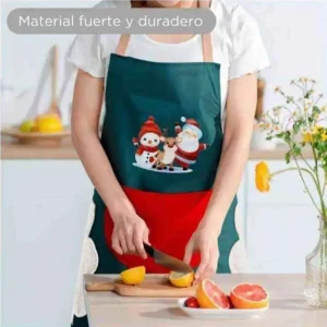 Mandil navideño con secador Delantal de Cocina Impermeable con Secador Bolsillo