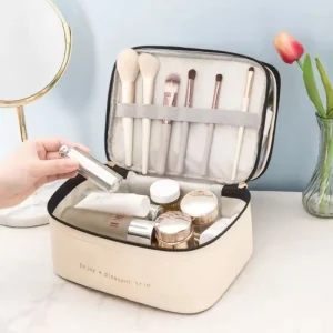 Neceser 2 cuerpos bolso de maquillaje bolsa de almacenamiento de cosméticos portátil