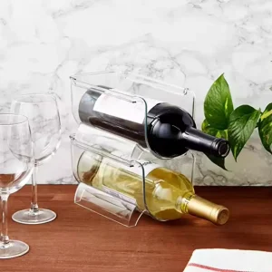 Organizador Acrílico de Botellas Porta Vino Estante de almacenamiento independiente apilable para botellas