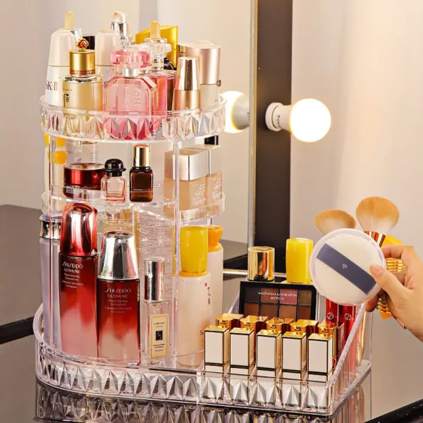Organizador acrílico 2 en 1 Organizador de maquillaje giratorio 3 Organizador acrílico 2 en 1 Organizador de maquillaje giratorio - Imagen 3