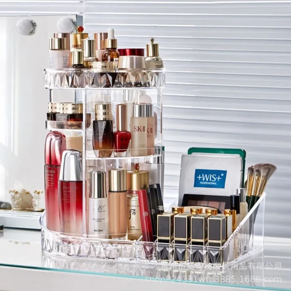 Organizador acrílico 2 en 1 Organizador de maquillaje giratorio 6 Organizador acrílico 2 en 1 Organizador de maquillaje giratorio - Imagen 6