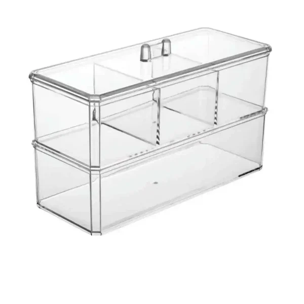 Organizador acrílico de maquillaje de dos niveles con tapa - Imagen 10