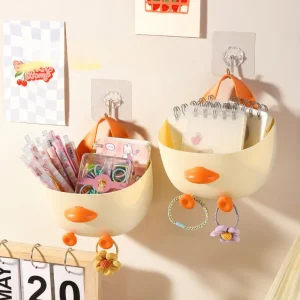 Cesta de almacenamiento multifuncional modelo pato para cocina pared organizador de lápices