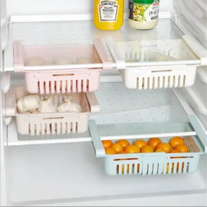 Organizador de Alimentos para Refrigerador Caja de almacenamiento retráctil para refrigerador de cocina