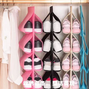 Organizador de zapatos con gancho plegable Bolsa de almacenamiento de tela con gancho