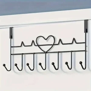 Perchero de puerta en forma de corazon de 7 ganchos Perchero para colgar sobre la puerta