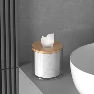 Porta papel higienico cilindrico transparente