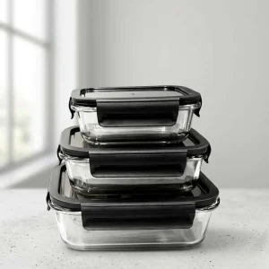 Set de 3 Recipientes Rectangulares con Tapa