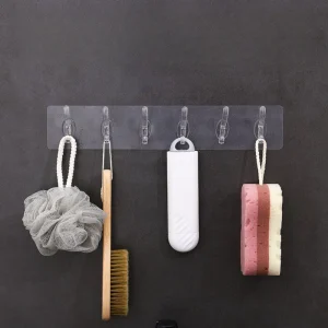 Soporte Perchero Adhesivo Multiusos 6 Ganchos Sin perforaciones en la pared
