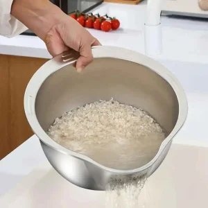 Tazon escurridor de arroz 24 cm lavado de arroz con colador de acero inoxidable