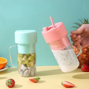 Vaso Licuadora Portátil con Asa y Sorbete licuadora para batidos de jugo de fruta 500 ml