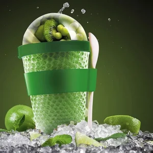 Vaso de Acrílico Mezclador Porta Ensaladas Frutas Cereales Yogurt Vaso de yogurt para llevar con tapa hermética