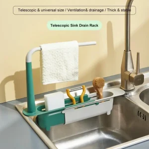 Estante para fregadero, organizador para fregadero de cocina, soporte para esponja de jabón.